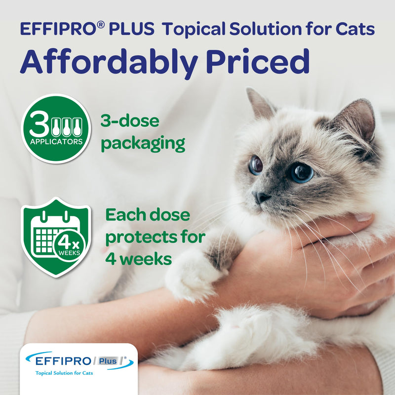 Virbac EFFIPRO Plus Topical Solution for Cats Over 1.5 lbs, 3 Month Supply, Non-Perishable