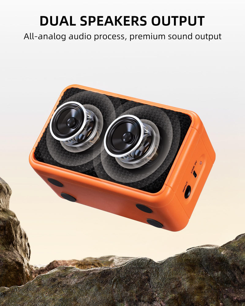 LEKATO Mini Guitar Amplifier AG-04, Dual Speakers 5W, Rechargeable Electric Guitar Amp Bluetooth with Clean Overdrive, 6H Working, Headphone Jack, Wireless Portable Amp for Practice Traveling（Orange） Orange
