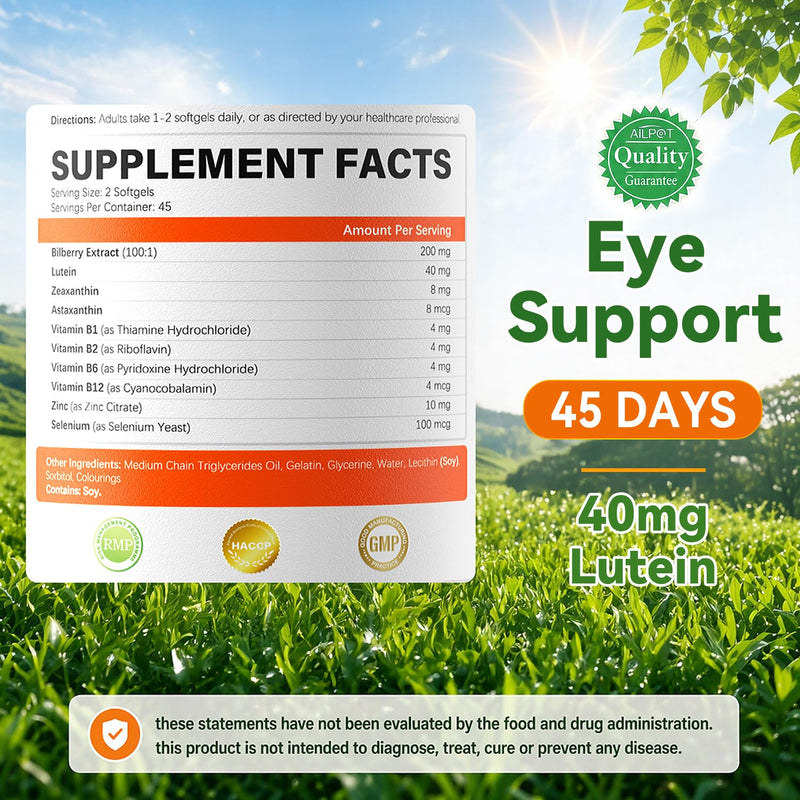 Lutein 40mg & Zeaxanthin 8mg Eye Health for Men and Women,90 Softgels