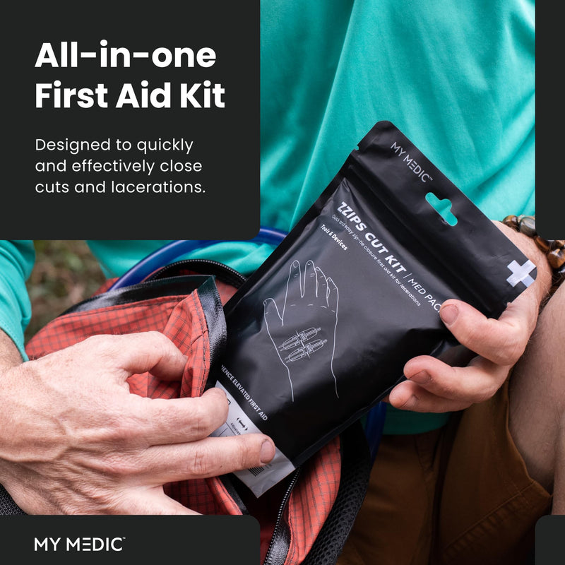 My Medic ZZips MedPack - First Aid Wound Closure Kit for Cuts & Lacerations, Safe Skin Closure Without Stitches, Emergency First Aid Alternative for Sutures