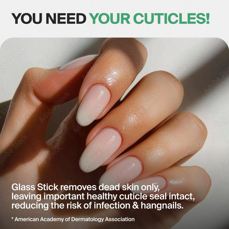 GERMANIKURE Clear Glass Cuticle Stick in Leather Sleeve - Ethically Made in Czech Republic - Cuticle Pusher & Remover, Callous & Dry Skin Fingertip File, Nail Shaper - BeesActive Australia