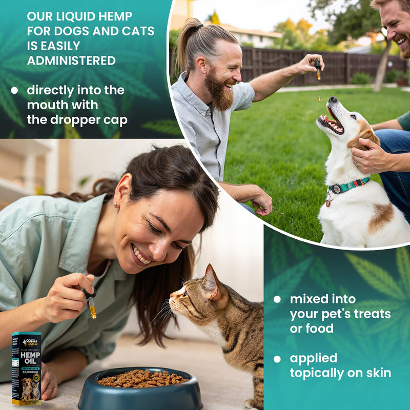 CocoPoco® Oil for Dogs Cats - Made In UK - Oil for Dog -100% Natural, Dog Calming Drops Calming Drops For Dogs - Omega 3, 6, 9 1 Pack