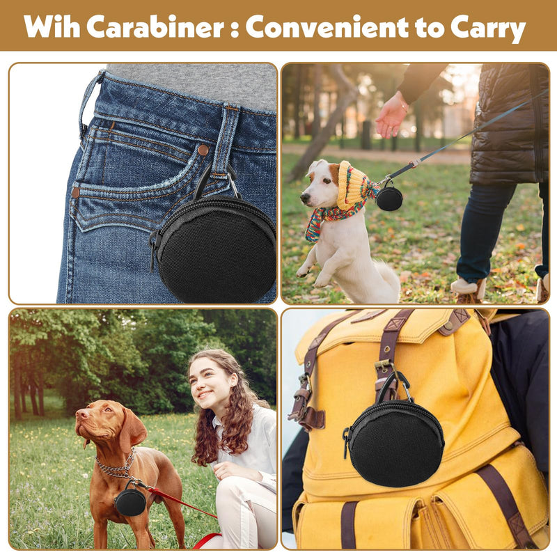 2 Pack Dog Treat Pouches, Small Portable Training Walking Treat Bag for Puppies with Clasp Reusable Pet Treat Container, Zipper Closure to Avoid Spilling, Travel or Outdoor Use(Black) Black - BeesActive Australia