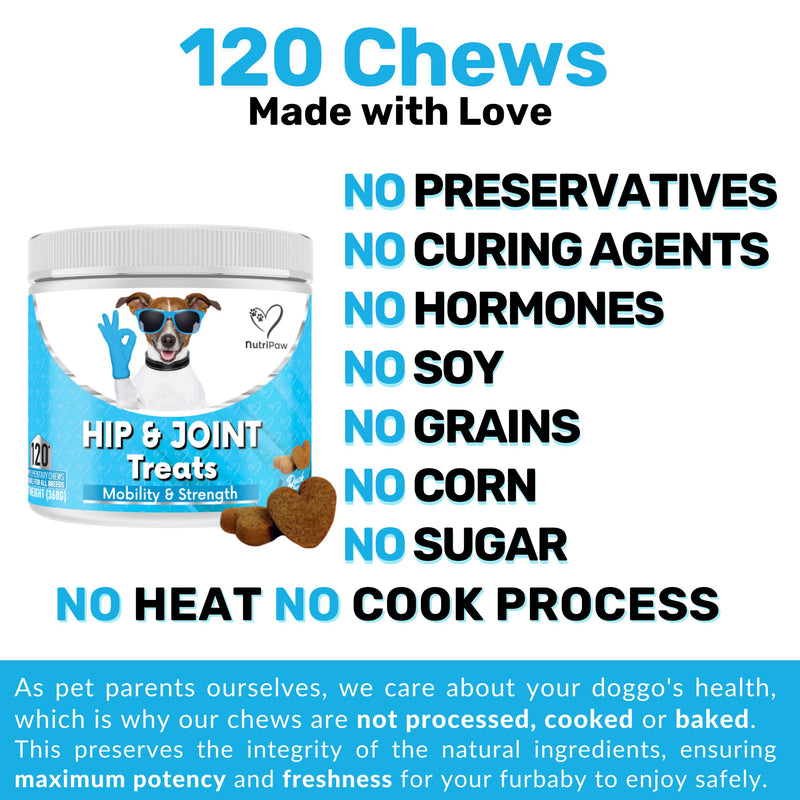 NutriPaw Joint & Hip Treats For Dogs - Stiffness, Strength, Mobility & Flexibility - Joint Supplement With Glucosamine, MSM, Chondroitin, Algae & Devils Claw - Perfect for Small, Medium & Large Dogs Single Pack