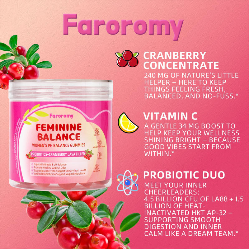 Feminine Probiotic Gummies with Cranberry, 60 Count