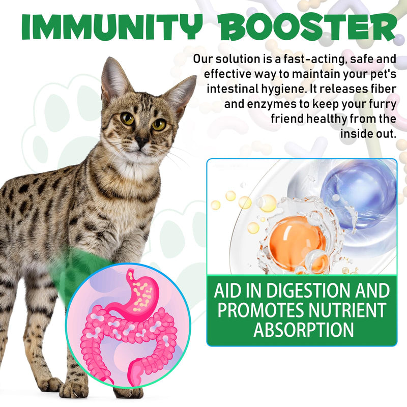 60ml Worm Treatment for Cats - Cat Worm Drops - Herbal Dewormer with Probitics - Improve Digestion, Immunity Boost - Anti-Parasite, Broad Spectrum Hookworms - Safe, Effective - BeesActive Australia
