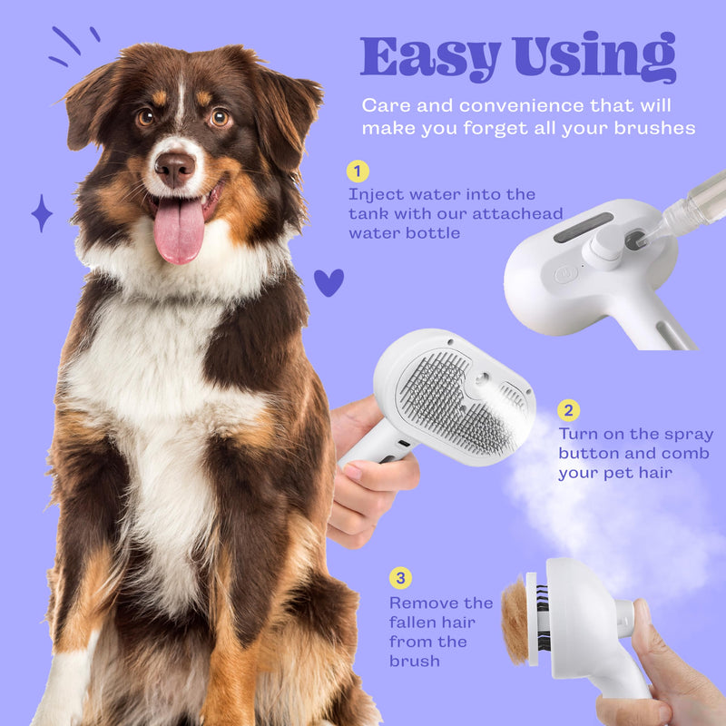 Cat Steam Brush, Rechargeable Silicone Cat Brush for Shedding, 3 in 1 Pet Hair Removal Tool, Self Cleaning Steamy Cat Brush for Massage, Dog Brush for Shedding, Cat&Dog Hair Remover, Cat Accessories - BeesActive Australia