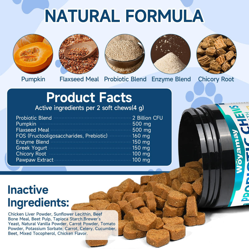 Dog & Cat Probiotics Chews, Gut Health for Dogs + Allergy Itch Relief for Cats, Digestive Immune Skin Support, Multi-Pet Household Solution, Chicken Flavor Soft & Crunchy Chews
