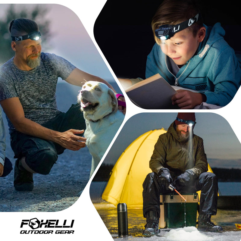 Foxelli USB‑C Rechargeable LED Headlamp – Ultra‑Light 2.4 oz & Bright 180 Lumens – Red/White Light, 5 Modes, IPX5 Waterproof, 40 h Runtime for Trail Running, Camping, Hiking 2-Pack Black