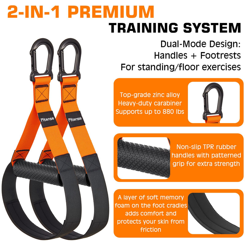 Home Resistance Training Kit, Suspension Trainer Straps with Adjustable Extension, Door Anchor, and Carry Bag – Strength Training Equipment for Full Body Bodyweight Workouts at Home or Outdoors Orange
