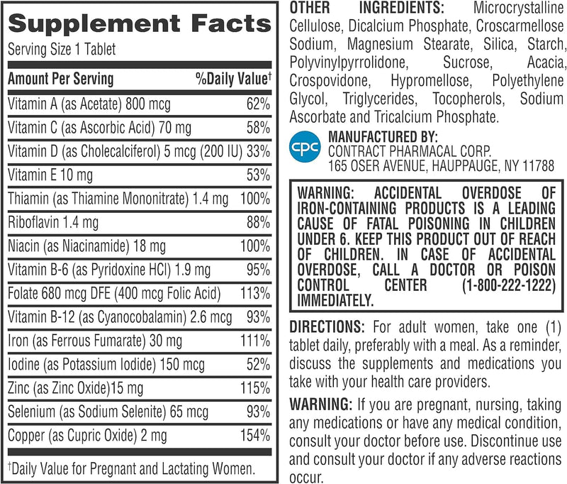 Earth's Splendor Prenatal Multivitamin Pregnancy Folic Acid Iron 180 Tablets | Prenatal Multivitamin Healthy Pregnancy Baby Growth Brain Development Folic Acid Iron Non GMO MMS Studied 6 Month Supply