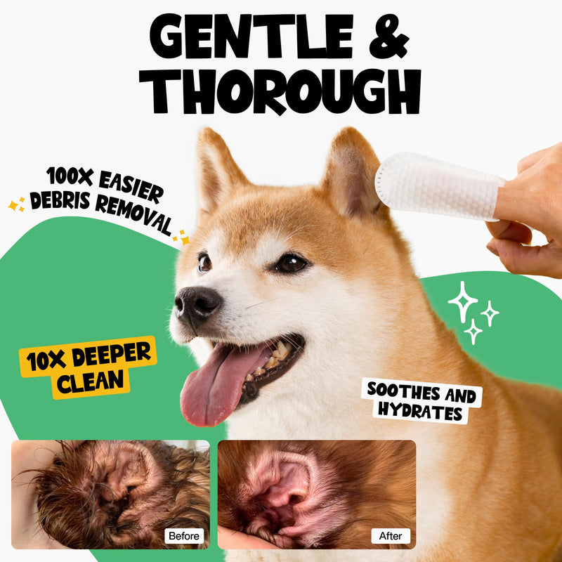 Dog Ear Cleaner Wipes 100 Counts - Vet-Recommended Pet Ear Wipes to Remove Wax, Dirt, Relieve Ear Itching & Inflammation for Dogs & Cats White
