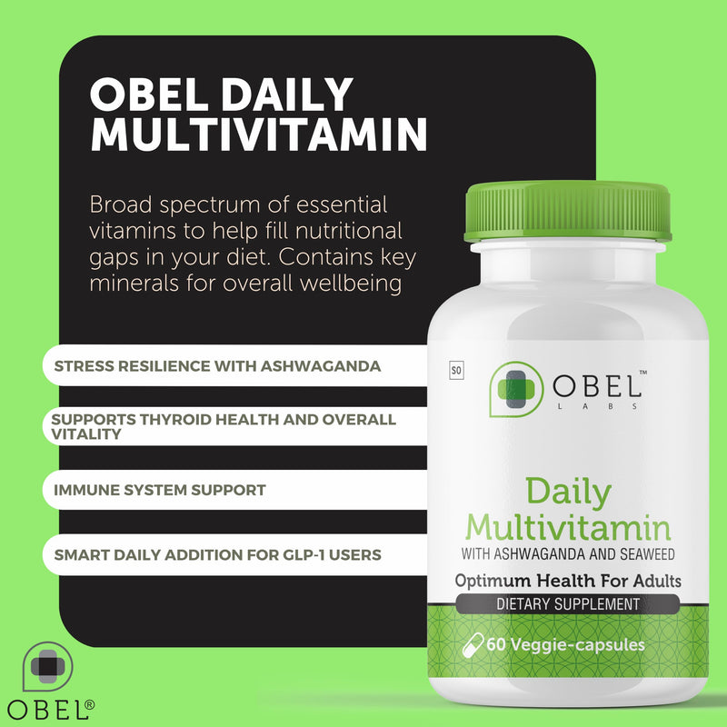 obel Daily Multivitamin with Ashwagandha & Seaweed | for Men & Woman | Complete Vitamins & Minerals | 60 Capsules (60 Day Supply)