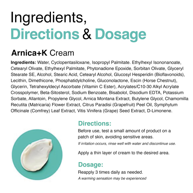 VitaMedica Arnica + Vitamin K Oxide Topical Cream | Sensitive Skin Formula | Arnica Montana | Vitamin K Oxide | Undereye Cream With Vitamin C | 0.5 ounces 0.5 Ounce (Pack of 1) - BeesActive Australia
