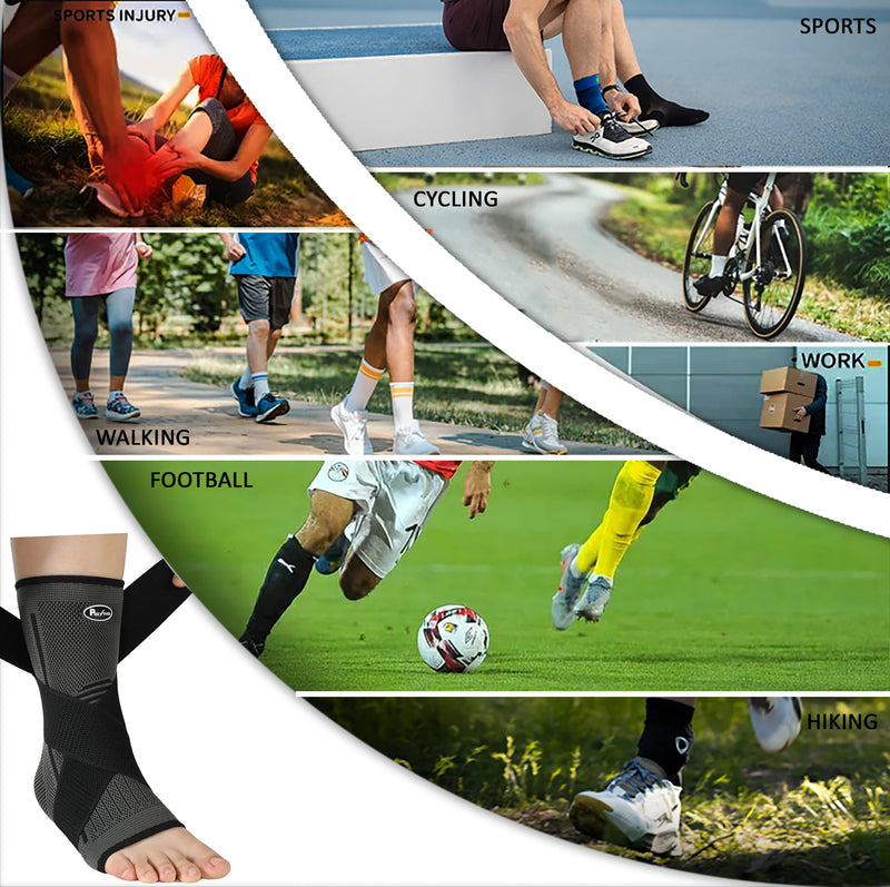 Ankle Braces for Men & Women Stabilizing - Adjustable Ankle Brace for Sprained Ankle, Plantar Fasciitis, Achilles Tendonitis Pain | Foot Wraps for Volleyball & Basketball Injury Recovery Large