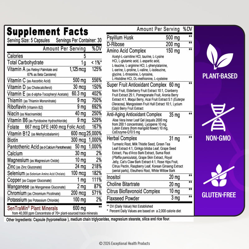 Immuno 150, Immune Support Supplement, 150 Vegetable Capsules | Packed with 70 Plant Minerals, 13 Essential Vitamins and 68 Additional Nutrients-- Immune Boost for All Age Groups