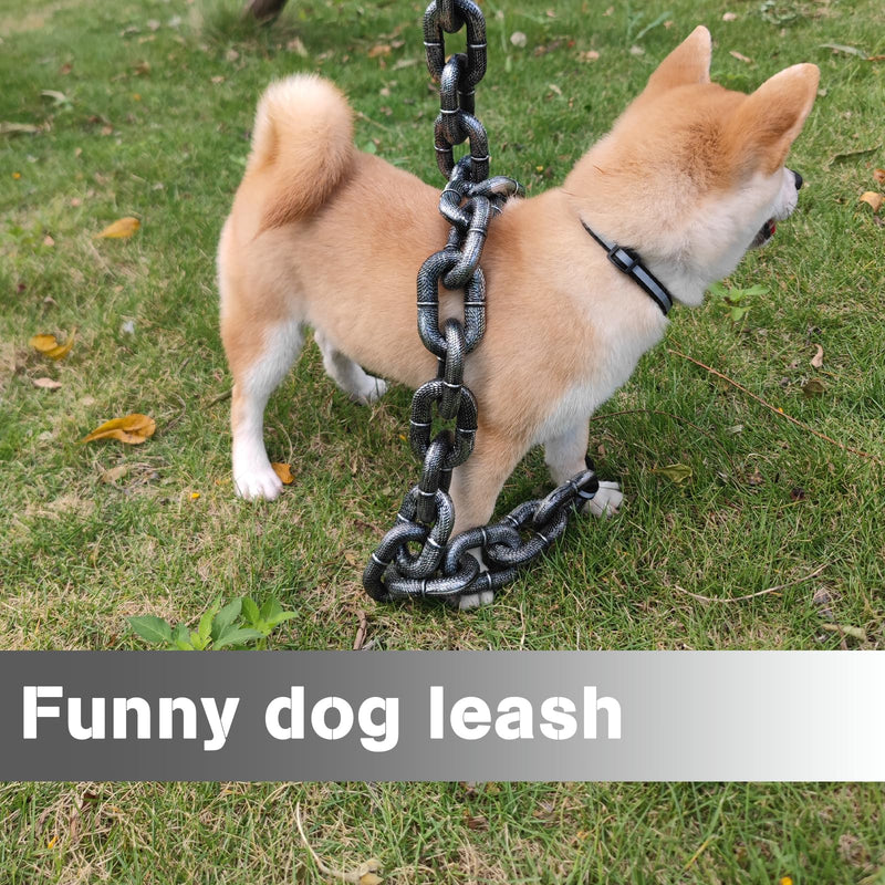 6 Ft Funny Dog Leash - Giant Plastic Chain Leash with Puppy Collar - Funny Chain Dog Leash Big, Chain Leash for Small Dog Funny (Black) black - BeesActive Australia