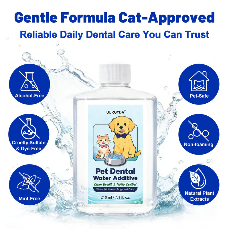 Fresh Breath Water Additive for Cats and Dogs - Enzyme & Probiotic Teeth Cleaning Solution - Reduces Plaque & Tartar - Supports Pet Gum Health - No Brush or Toothpaste Required - 7.1 FL OZ