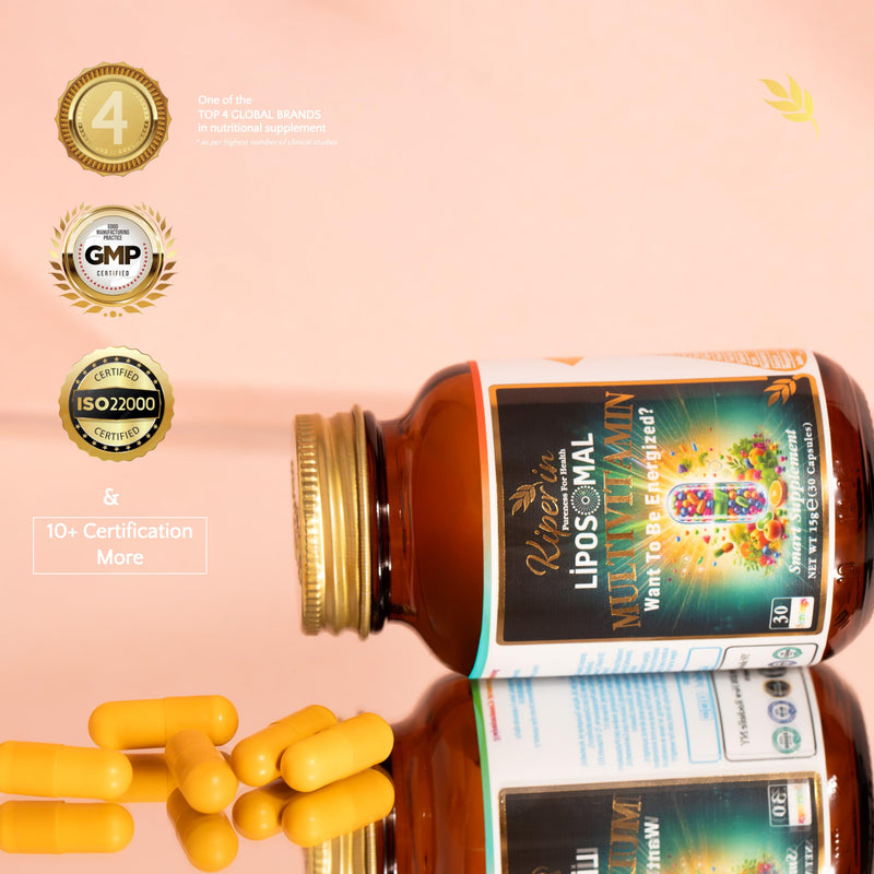 Liposomal Multivitamin Smart Supplement | Clinically Proven | 13 Vitamins & Minerals - High Absorption A, C, D3, E, B, K, Biotin, Zinc, Iron.. | Boost Energy, Immune, Skin, Hair, Nail.. | 30 Capsules