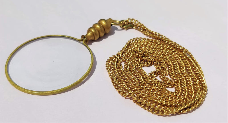 50Mm Brass Magnifying Glass A Beautiful Necklace Chain Library Reading Fine Print Zooming Increase Vision Jewelry