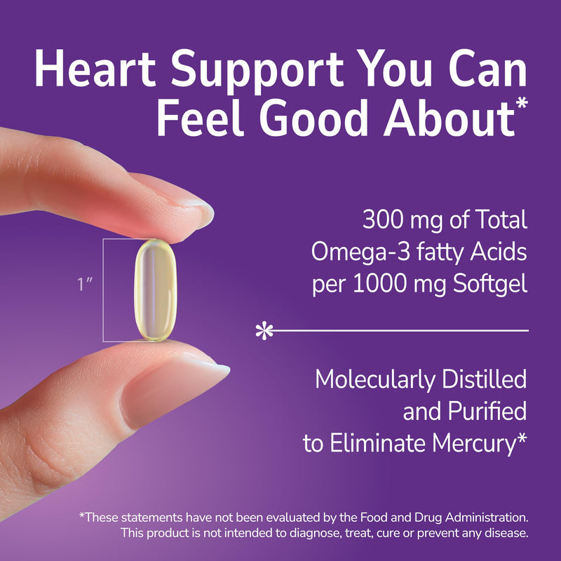 21st Century Fish Oil 1000mg Omega-3 Softgels, Mercury-Filtered, 120ct | Omega-3 Fish Oil with 300 mg EPA & DHA, Heart & Cardiovascular Health Support, Gluten Free, Non-GMO 120 Count (Pack of 1)