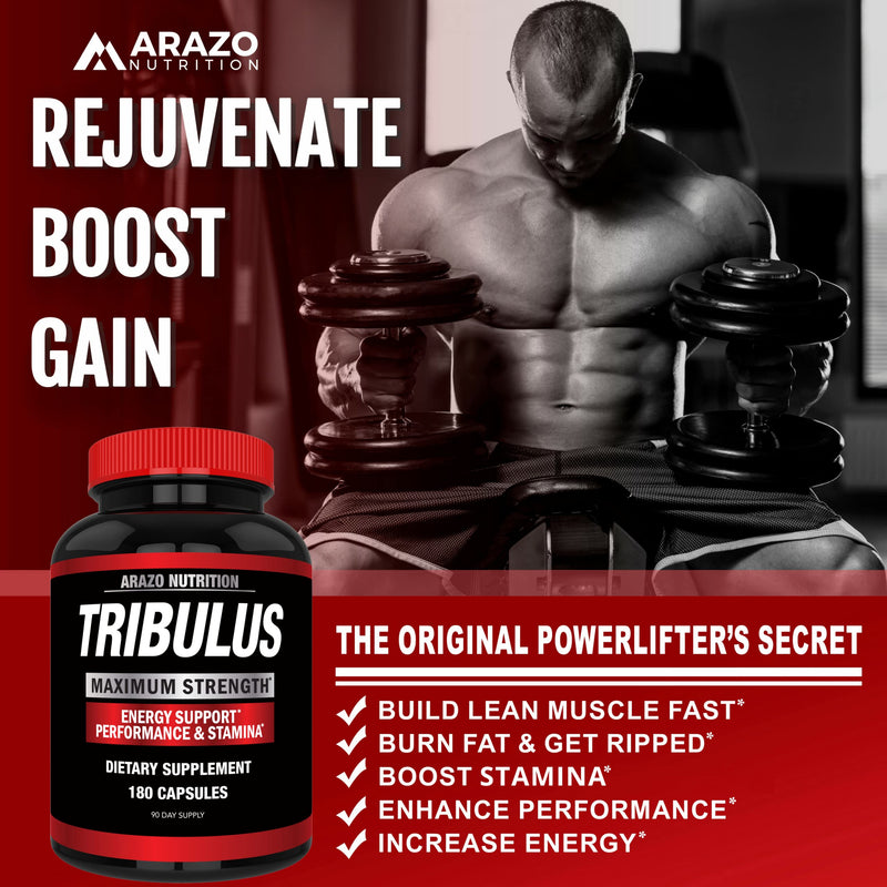 Arazo Nutrition Tribulus Terrestris 1500mg Extract Powder – 180 Capsules - Energy Booster with Estrogen Blocker - BeesActive Australia
