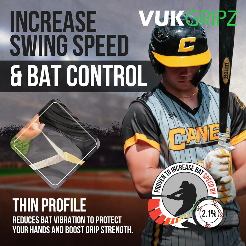 VukGripz USA Made Baseball Bat Grip Tape - Non Sticky, Friction Based, Moisture Wicking, Vibration Reducing Softball Batting Grips - Official Bat Tape Grip Supplier of USA Baseball Legacy Stars and Flags - BeesActive Australia