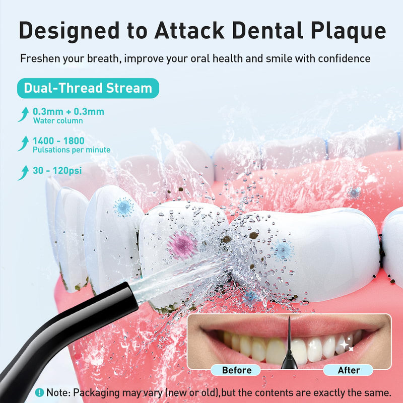 COSLUS Water Dental Flosser Teeth Pick C20(F5020E): Portable Cordless Oral Irrigator 300ML Rechargeable Travel Irrigation Cleaner IPX7 Waterproof Electric Flossing Machine for Teeth Cleaning Black - BeesActive Australia