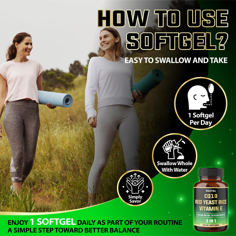 515 mg - CQ10 Softgels with Vitamin E, CoQ10, and Red Yeast Rice - 60 Softgels