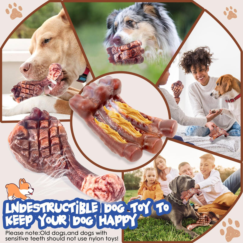 Dog Chew Toys for Aggressive Chewers：2 Pack Indestructible Dog Toy for Large Breed- Tough Nylon Teething Bone Toy to Keep Them Busy Medium - BeesActive Australia