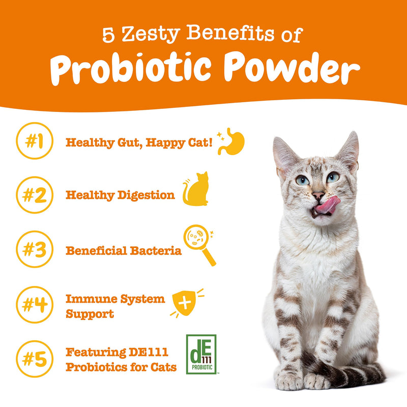 Zesty Paws Probiotic Powder for Cats - Meal Topper for Digestive Health & Immune Support - Premium DE111 Probiotics for Healthy Feline Gut Flora - Inulin Fiber & Yeast Extract - Pumpkin Flavor - 30 Ct - PawsPlanet Australia