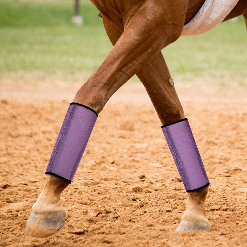 Set of 8 Mesh Fly Boots for Horse Loose Breathable Mesh Horse Boots Protective Horse Leg Wraps Horse Leggings for Preventing Flies and Mosquitoes Bites (Pink Purple) Pink Purple - BeesActive Australia