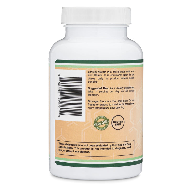 Double Wood Supplements Lithium Orotate 5mg, 210 Capsules (Third Party Tested, Vegan Safe, Non-GMO) for a Calmer Mind, More Balanced Mood, and Better Rest at Night - BeesActive Australia