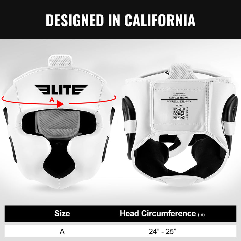 Elite Sports Best Boxing Headgear, Training Sparring Safety Head Guard for MMA, Kickboxing Trainees, Muay Thai, and Boxing for Adult Men White