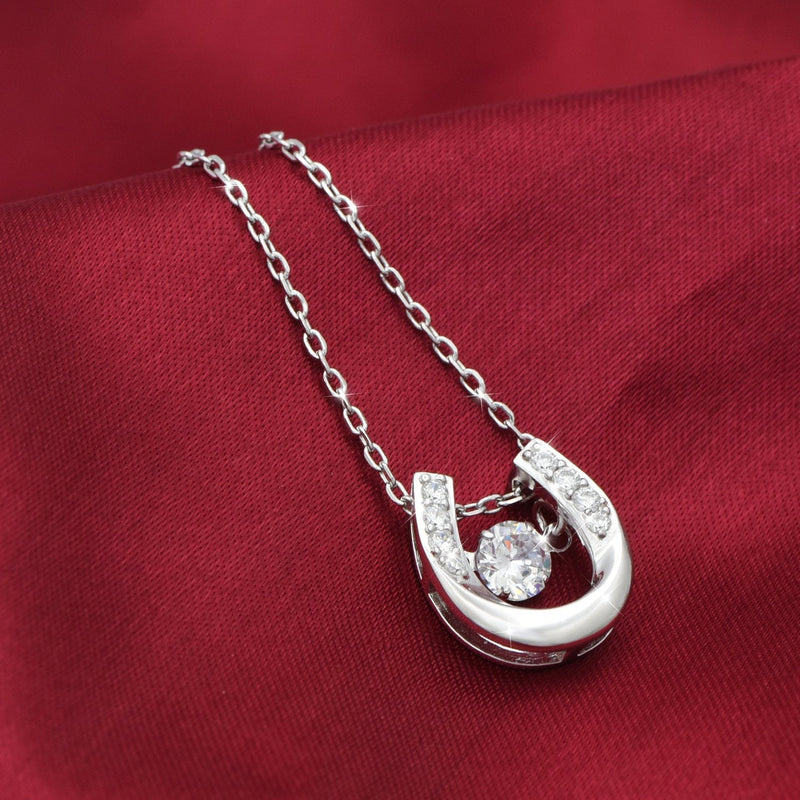 925 Sterling Silver Lucky Horseshoe with CZ Cute U Pendant Necklace Women Jewelry set - BeesActive Australia
