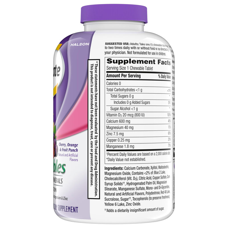 Caltrate Chewables 600 Plus D3 Vitamin D and Calcium Supplement, 155 count | Sugar Free, Highest Level of Vitamin D3, Maximizes Calcium Absorption to Support Strong Bones and Daily Function 155 Count (Pack of 1)