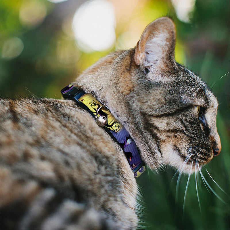 Buckle-Down Breakaway Cat Collar - Maleficent Poses - 1/2" Wide - Fits 8-12" Neck - Medium NARROW MEDIUM - Fits 8-12 Inch (0.5 Inch WIDE) - BeesActive Australia