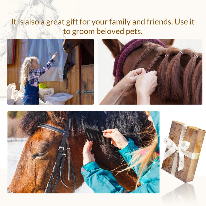 9 Pcs Mane Braiding Kit with Belt Horse Braiding Kit Including Removable Belt with Rug Hook Pin Brush Thread Cutter Mane Comb Hair Clips and Rubber Bands for Western Horse Party - BeesActive Australia