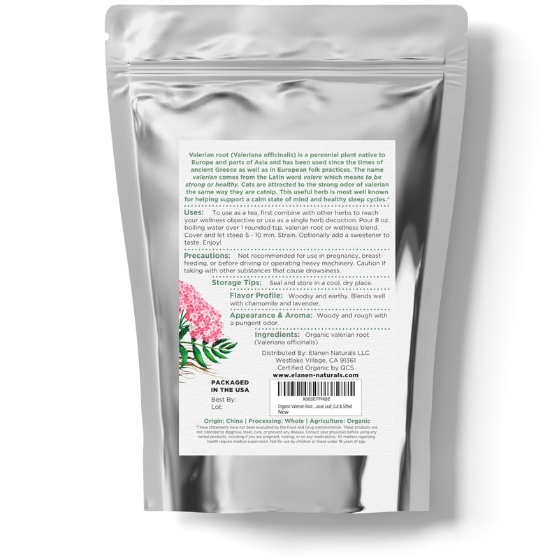 Organic Valerian Root 4 oz. (113g), USDA Certified Organic Valerian Root Herb, Valerian Root Tea, Valeriana Tea, Te De Valeriana Para Dormir, Valarian Officinalis Roots Whole Loose Leaf, Cut & Sifted 4 Ounce - BeesActive Australia