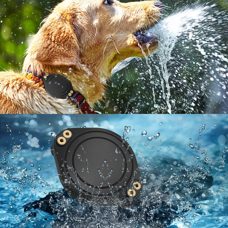 Airtag Dog Collar Holder, IP68 Waterproof Sturdy Lightweight TPU Protective Cover for Air Tag GPS Finder Tracker, Fits All Width Collars (Black B) Black B - BeesActive Australia