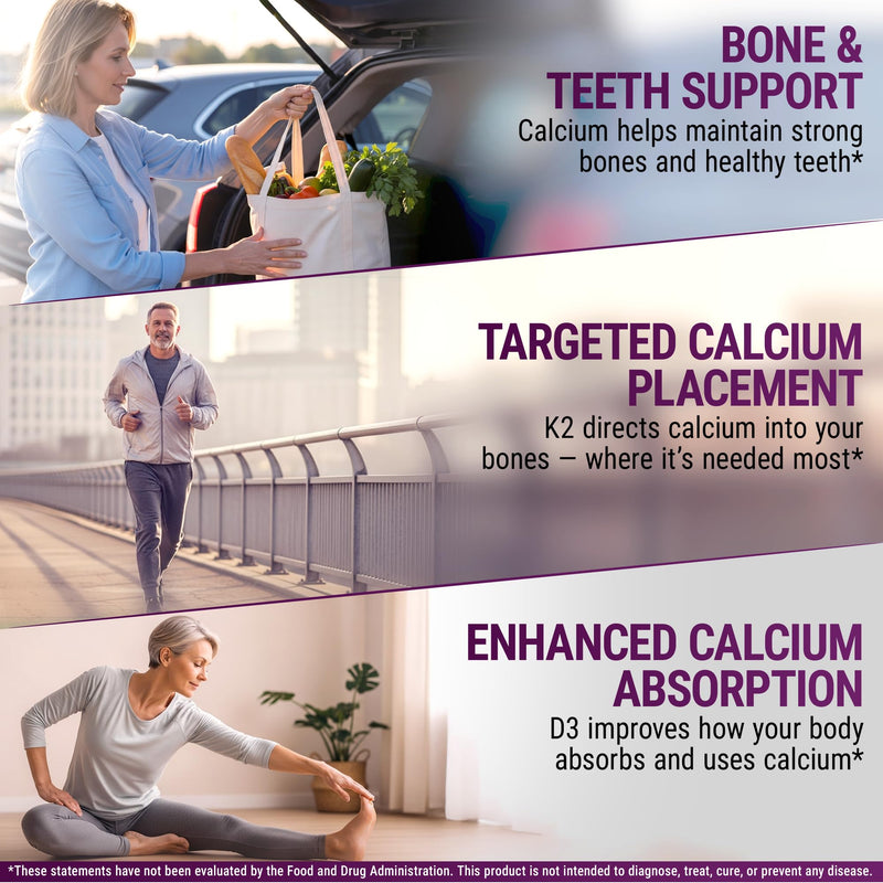 New Elements [2 𝐏𝐚𝐜𝐤] Liquid Vitamin D3 K2 Drops with Calcium for Adults | Vitamin D3 10,000 IU | D3 K2 with Calcium for Bone Health & Immunity Support | Joint Health Supplement | Non-GMO | Vegan