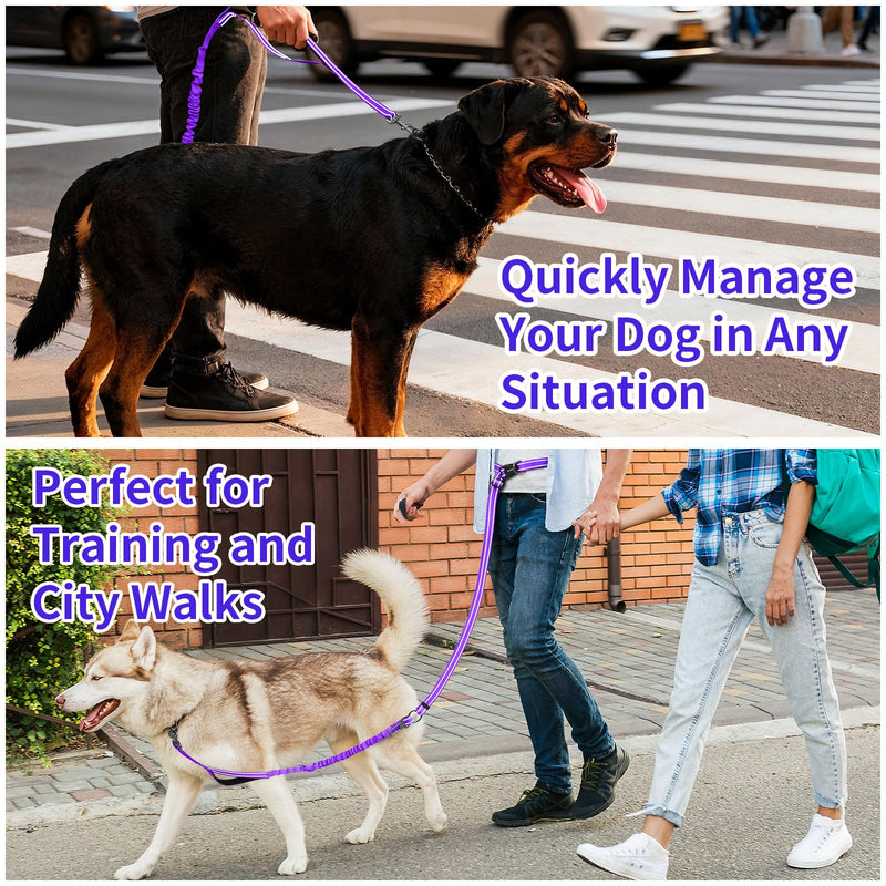 Kazazoo Hands-Free Dog Leash with 6-9FT Adjustable Length - Heavy Duty No Pull Bungee Design, Reflective Safety for Walking, Jogging & Training | Suitable for Medium to Large Dogs Purple L PRUPLE