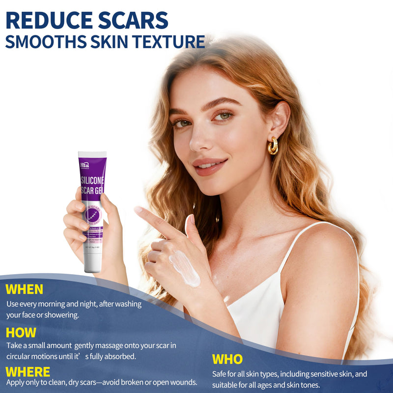 Silicone Scar Gel, Advanced Medical Grade Scar Silicone Cream for Old & New Scars, Surgical Scars, Acne, Burn, Keloids & Stretch Marks 30g - BeesActive Australia