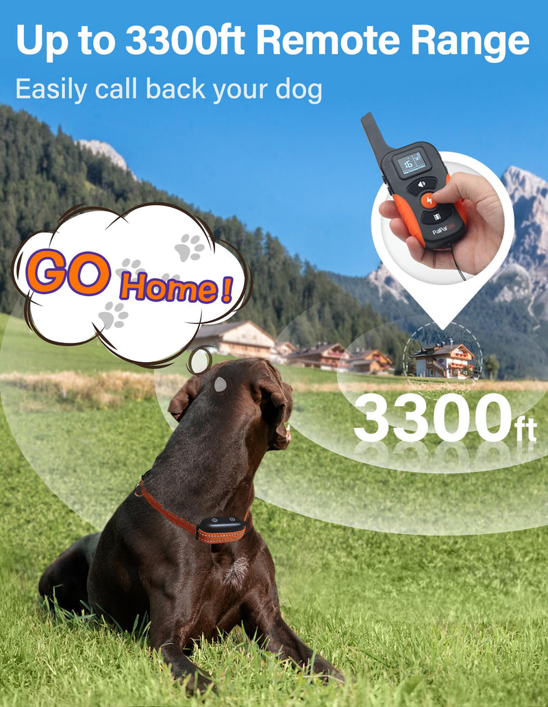 PaiPaitek Bark Activated Shock Collar with Remote - Automatic Bark and Training Collar Combo 3300ft Range, Bark Shock Collar for 40-150lbs Medium Large Dogs - IPX7 Waterproof Orange - BeesActive Australia