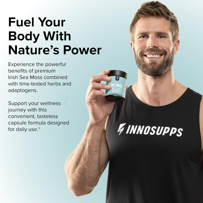 InnoSupps Wild Sea Moss Capsules - Immune Support Supplement for Vitality and Gut Health - Daily Vitamins for Men and Women (30 Servings)