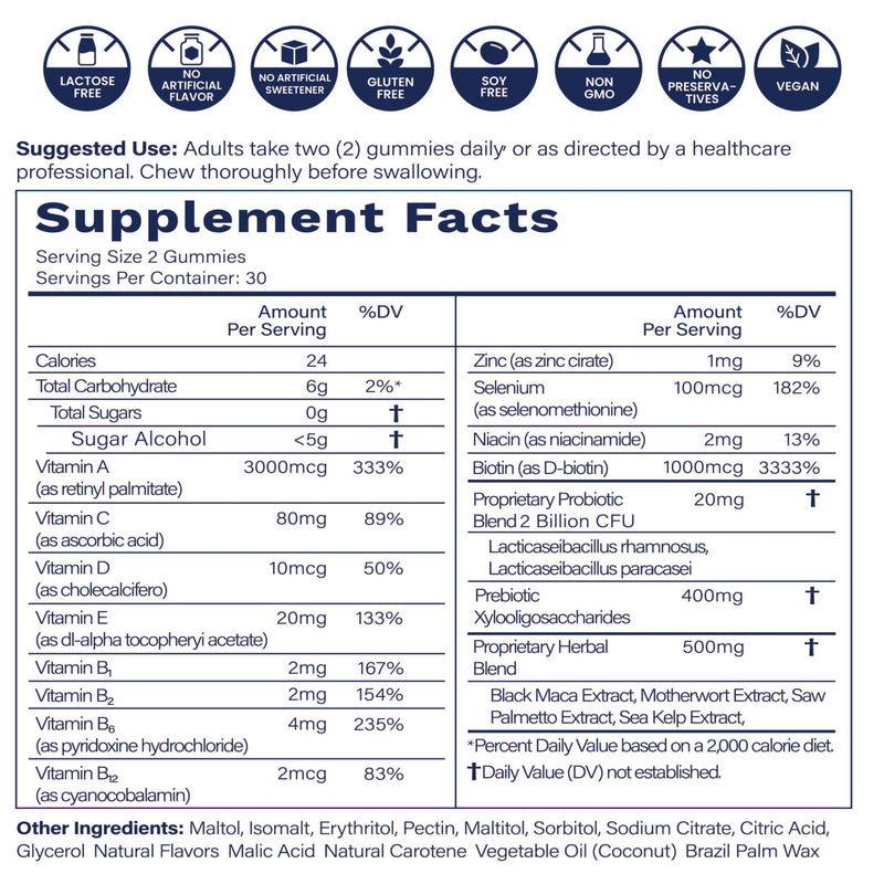 Peach8 BBL Booty Gummies for Womens Hip Butt & Curves 2x Billion Probiotics | Sugar-free vegan formula with black maca, motherwort, saw palmetto & sea kelp 4x herbal supplements, 8x Vitamins gummies 60ct 60 Count (Pack of 1)