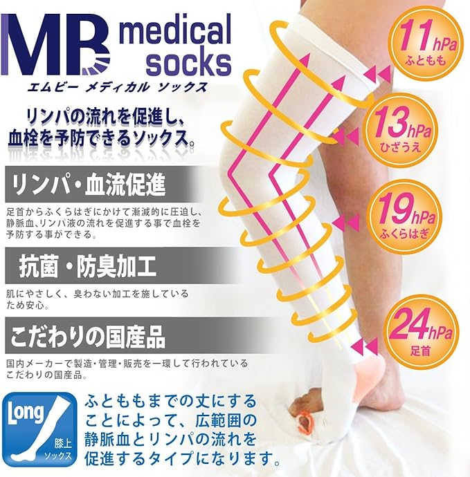Elastic Stockings, Medical Socks, Long Type, General Medical Equipment, Made in Japan - BeesActive Australia