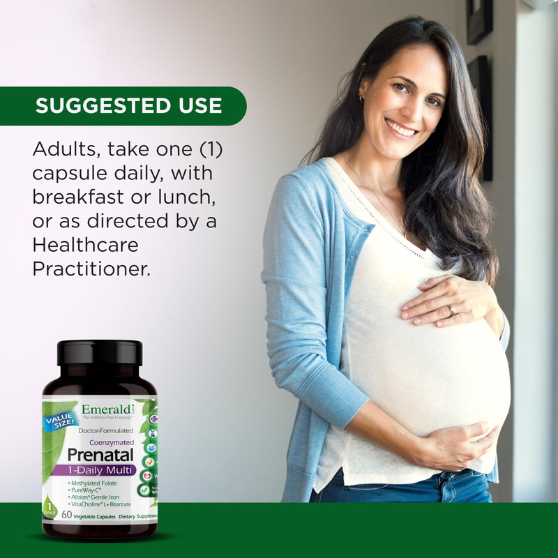 EMERALD LABS Prenatal 1-Daily Multi, 60 Capsules | Prenatal Multivitamin for Pregnancy, Methylated Folate Supplement for Fetal Development Support, Non-GMO & Gluten-Free 60 Count (Pack of 1)