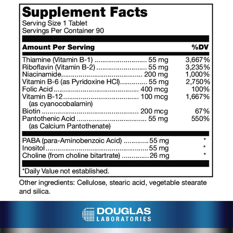 Douglas Laboratories Stress-B-Plus | Comprehensive B Vitamin Complex | 90 Tablets | Comprehensive B Vitamin Complex, B Vitamins are Essential Components in Most Major Metabolic Reactions Standard Packaging