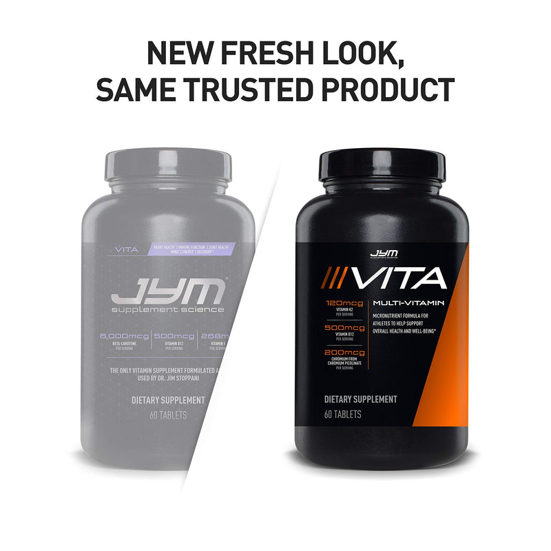JYM Supplement Science Vita JYM Sports Multivitamin & Mineral Support,Vitamin A,C,B6,B12,E,K,Boron,Biotin,Potassium 60 Tablets,(Pack of 2) 60 Count (Pack of 2) Nutritional Supplement